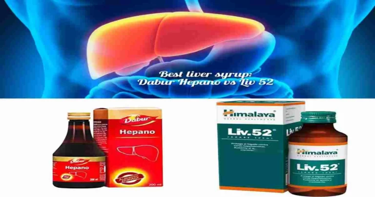 Showing in the picture Human liver dabur hepano and vs Himalaya Liv 52 liver syrup