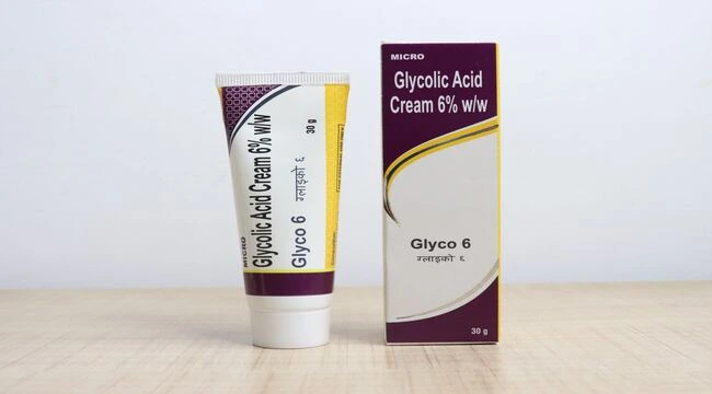 A beautiful girl showing Glyco 6 cream effects on her face