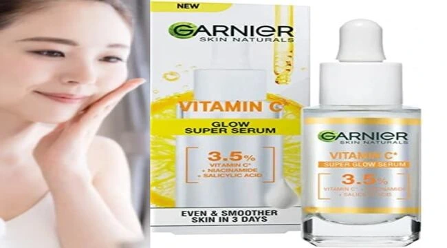 A beautiful girl showing garnier vitamin c serum effects on face