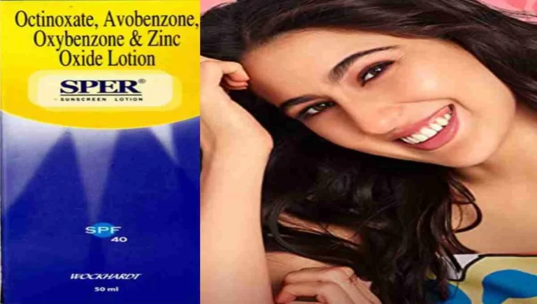 Sara Ali Khan showing effect of Sper Sunscreen lotion