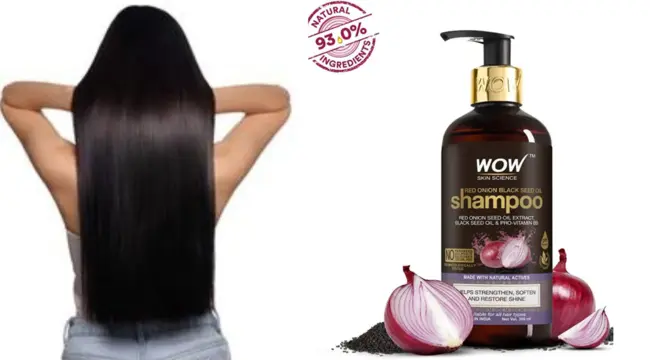 A beautiful girl showing effect of WOW Skin Science Onion Shampoo on her hair