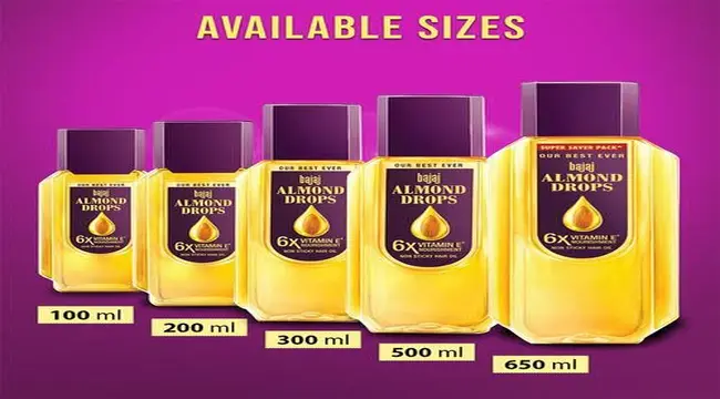 Bajaj Almond Drop Hair Oil different size