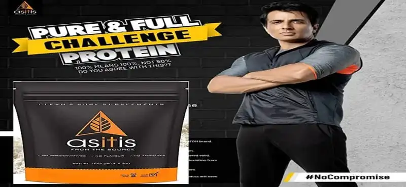 Sonu Sood giving advertisement of AS-IT-IS Nutrition Whey Protein Concentrate