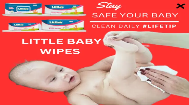 A lady wipe the baby with little baby wipes