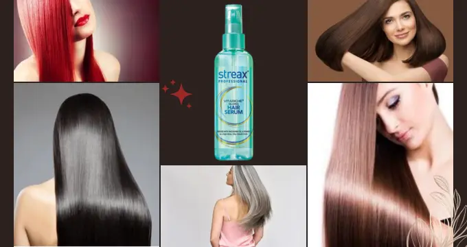 different types of hair showing her hair silky and smooth result cause of Streak hair serum
