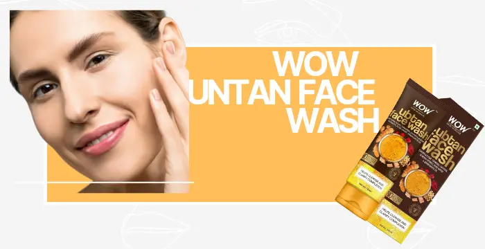 A beautiful woman showing her face results with wow ubtan face wash