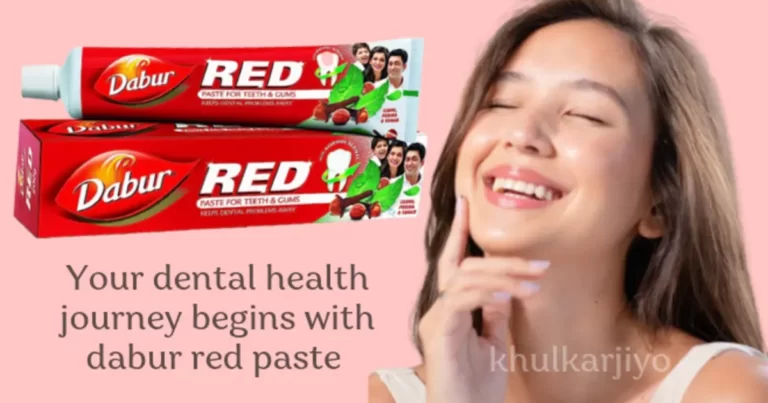 Dabur red toothpaste A girl showing the result