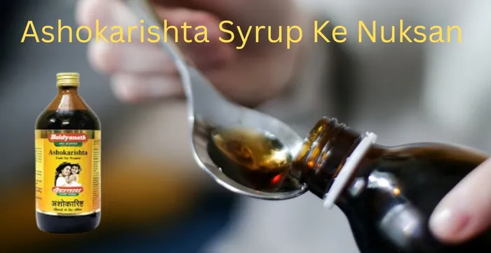 Baidyanath ashokarishta syrup takin in a spoon