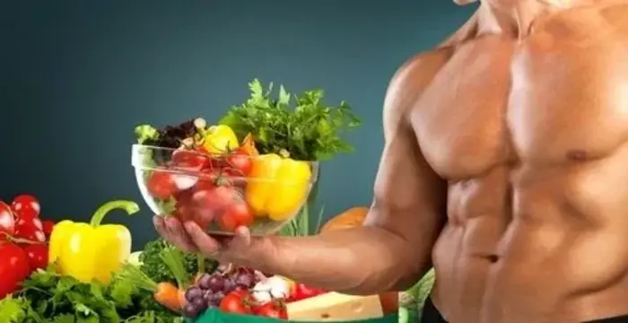 A young man takes body fitness food